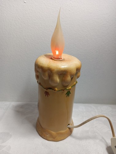 DEBBIE MUMM 2008 CHRISTMAS SNOWMAN FLICKER ELECTRIC CANDLE LAMP CERAMIC 9 1/2" T - Picture 8 of 12