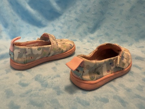 TOMS Alpargata Slip On Vel-cro Kids Loveable Alpaca Llamas US 7 Canvas Gray flat - Picture 4 of 9