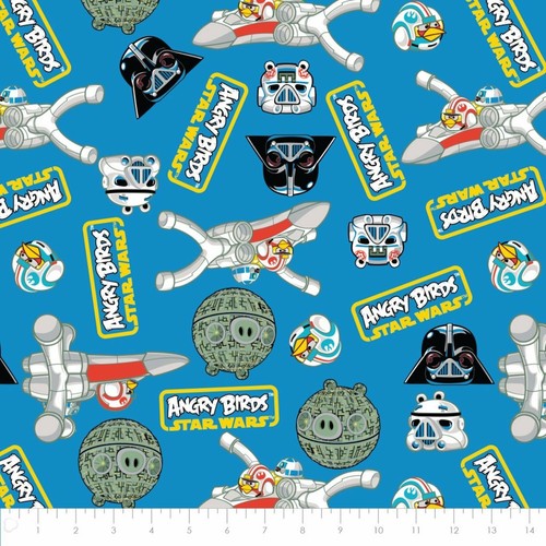 Star Wars Angry Birds Blue Flannel Cotton Fabric by The Yard - Picture 2 of 2
