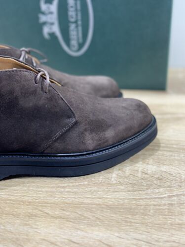 Green George Polacchino Suede Brown Luxury Handmade Men Boot Extra Light 45 - Imagen 4 de 6