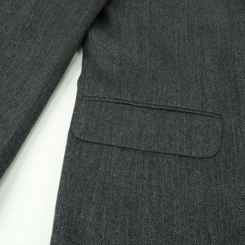 VTG Lands End 100% Lambswool Dark Gray Herringbone Blazer Sport Coat Jacket 44R - Picture 12 of 16