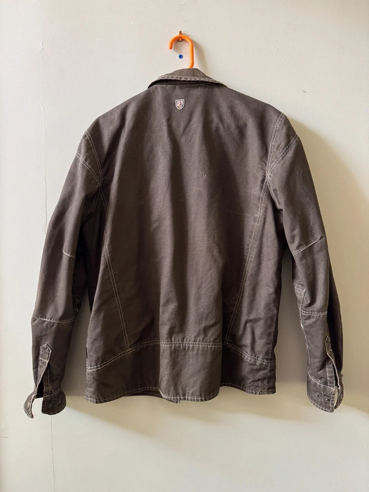 Chaqueta Kuhl, Para Hombre Mediana, Marrón Vintage Pátina Tinte Exterior Cremallera Completa Forrada  Foto 2 de 4