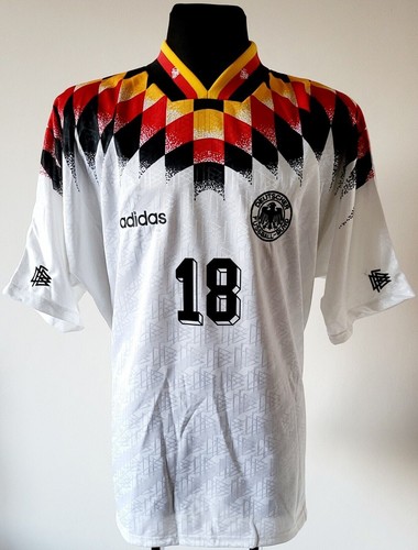 Deutschland 1994 - 1996 Heim Fußball Adidas Trikot #18 KLINSMANN Größe XL... - Bild 2 von 7