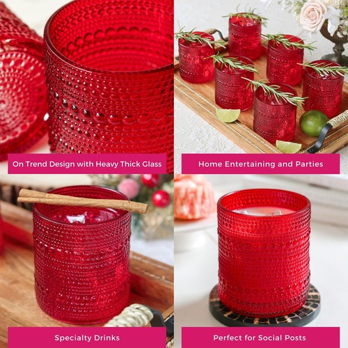 Hobnail Beaded Drinking Glasses Vintage Glassware Set | Cocktail Glass Set, J... - Picture 3 of 7