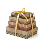  Christmas Decorative Boxes with Lids - Set of 4, Plaid Holiday Seasonal Plaid