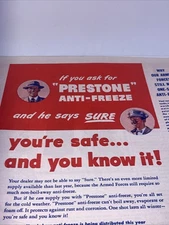 Prestone Anti-Freeze VTG Print Ad 1945 8”X11”. Eveready & Prestone VGC P45