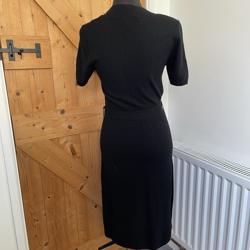 Basler Knitted Black Dress Beaded Tie Belt Cashmere Grunge Goth Chic UK10 - Picture 6 of 14