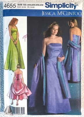 Simplicity 4655 Jessica McClintock Formal Evening Dress Pattern UNCUT 26W - 32W | eBay Simplicity 4655 Jessica McClintock Formal Evening Dress Pattern UNCUT 26W - 32W | eBay