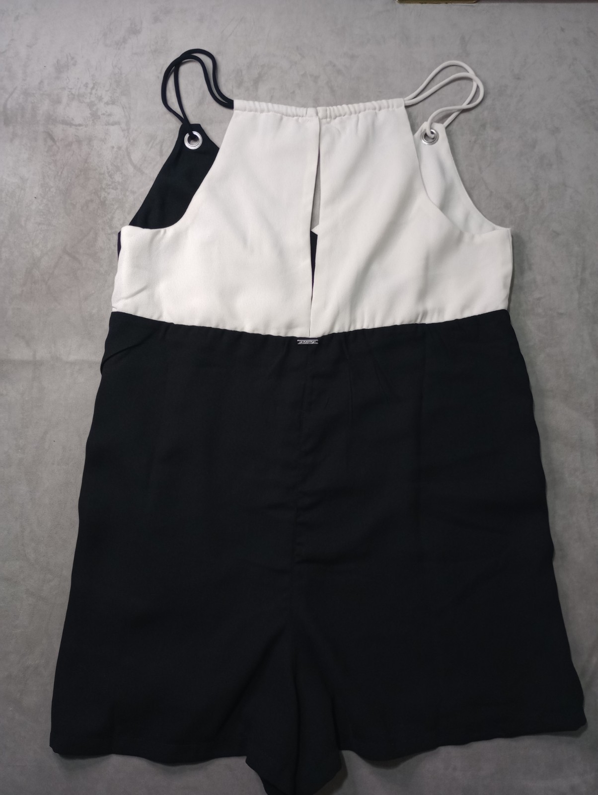 Volcom Y2K Black & White Overall Block Romper Wom… - image 2