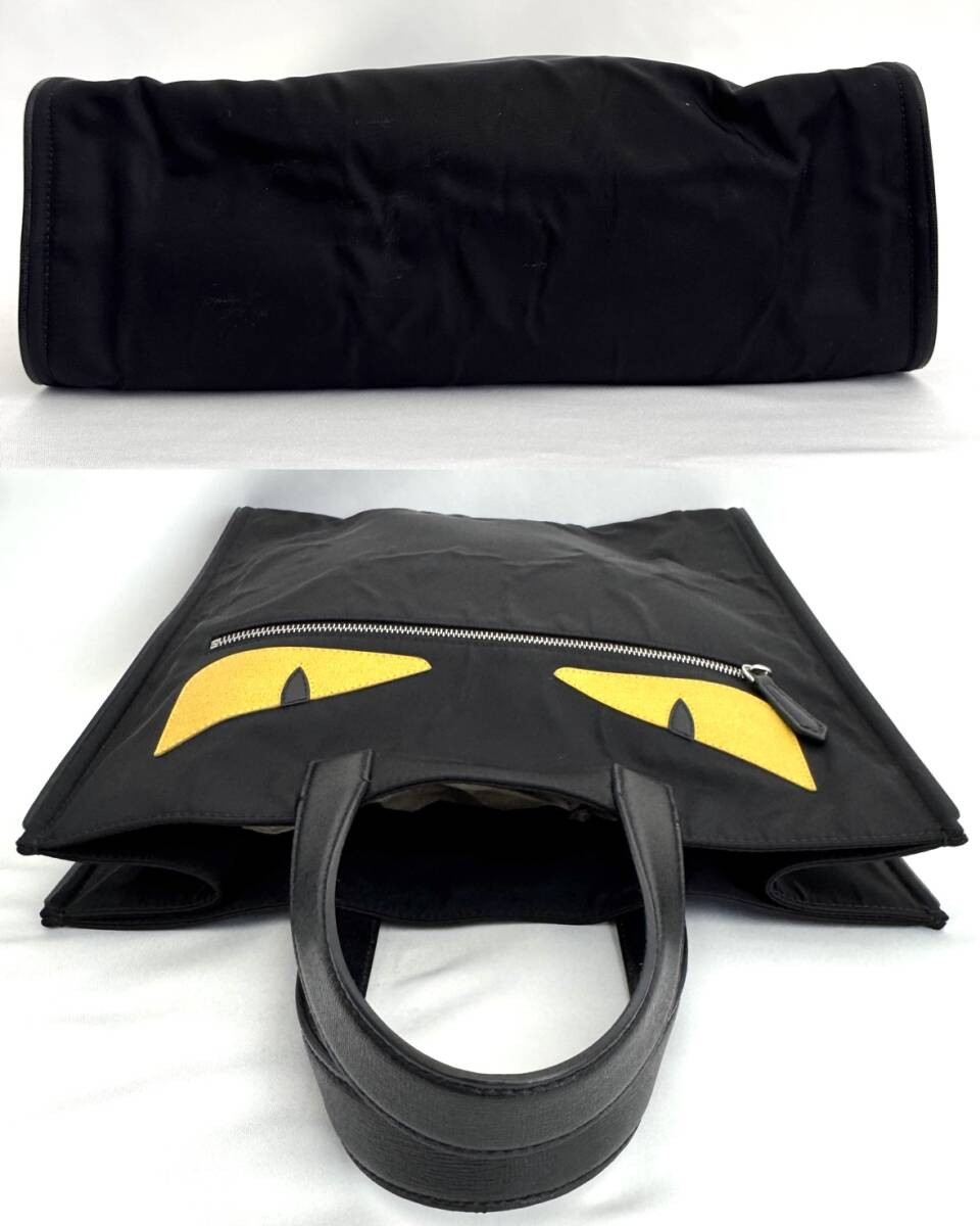 Fendi Monster Bugs Bugs Eye Nylon Tote Bag Black Zipper