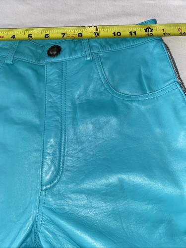 Michael Hoban North Beach Women's Teal Studded Leather Pants Women’s Size 6 - Picture 7 of 14