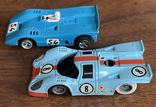 Vintage 60s TYCO S Speedway Blue White Ford GT40 HO Slot Cars