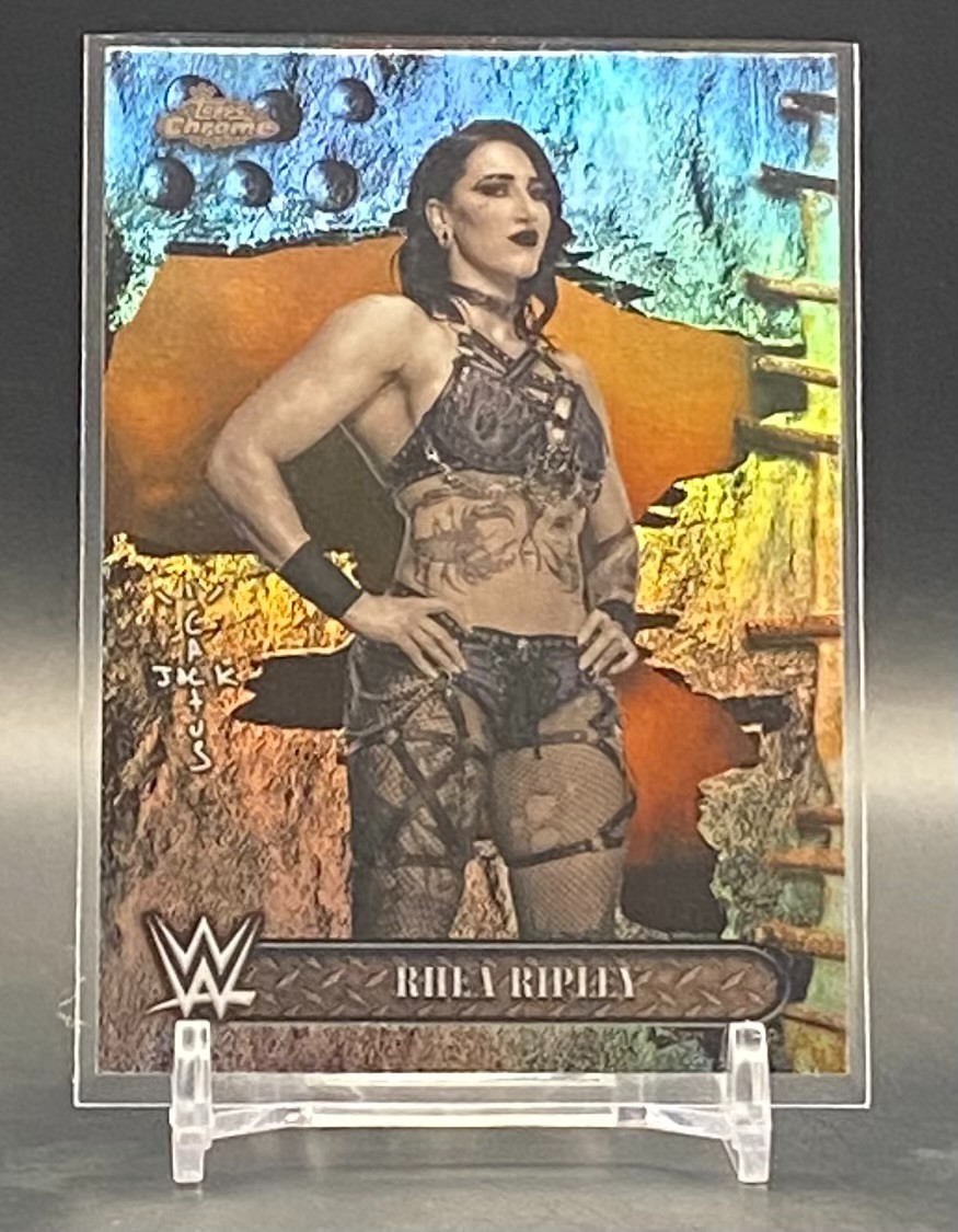 2025 Topps Chrome Cactus Jack WWE Rhea Ripley Refractor #2 Monday Night Raw