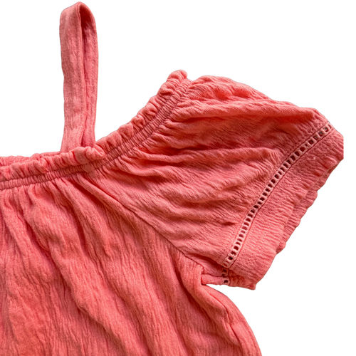 Girls M SO Pink Cold Shoulder Strappy Eyelet Top Blouse Lightweight Summer Top - Picture 4 of 10