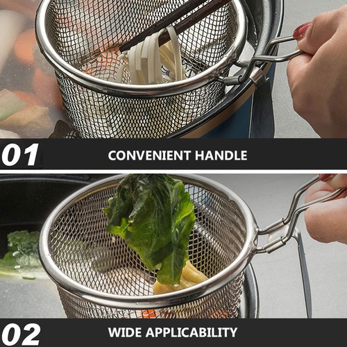 2 Pcs Stainless Steel Pasta Spoon Strainer with Handle Hot Pot Spoons - Bild 12 von 12