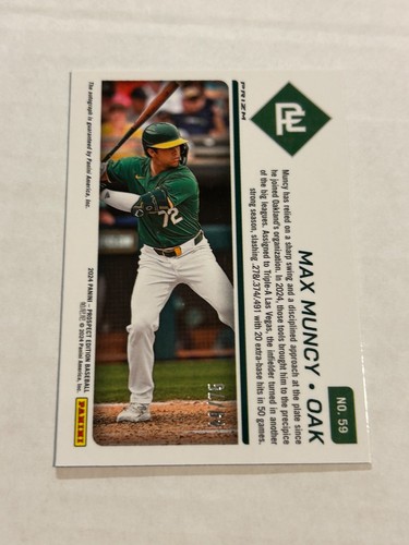 2024 PANINI PROSPECT EDITION MAX MUNCY 49/75 BLUE WAVE PRIZM AUTO A'S SP C3 - Picture 2 of 2