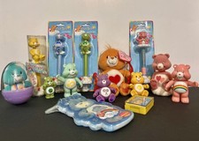 VINTAGE y2k Care Bears Lot - Figurines, Plushies, Wobblehead Pen Set, More