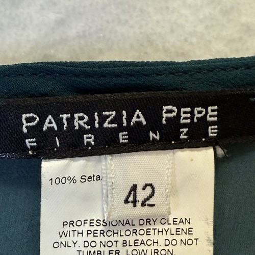 Patrizia Pepe Blouse Womens Size 42/ 6 Green Sequins Firenze Silk Long Sleeve - Picture 5 of 8