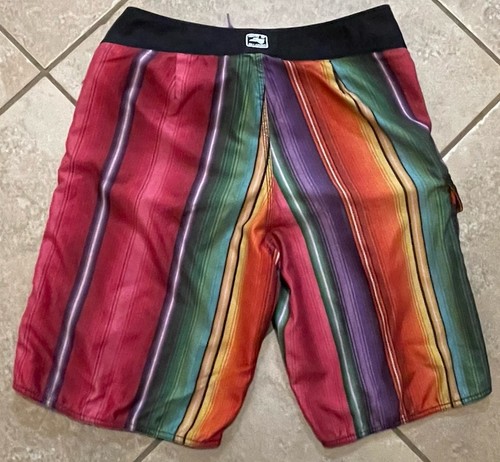 Vtg Y2K Billabong Surf Mexican Serape Board Shorts Hecho De Billabong Sz 36 - Picture 2 of 10