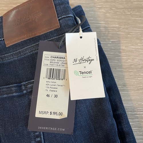34 Heritage Charisma Comfort Rise Classic Stretch Dark Wash Blue Jeans 46x30 NEW - Picture 5 of 14