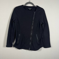 Athleta Moto Jacket Black Asymmetrical Zip Quilted Fleece Small SP