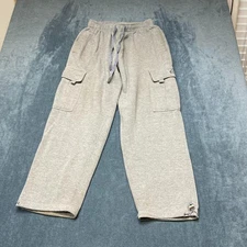 Pro Club Heavyweight Sweatpants Men Medium Gray Cotton Fleece Lined Drawcord Hem