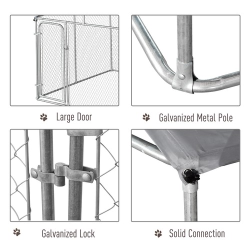 Dog Run Steel Exercise Pen for Dogs W/ Cover, for Large Dogs 9.8' x 9.8' x 7.7' - Picture 7 of 11