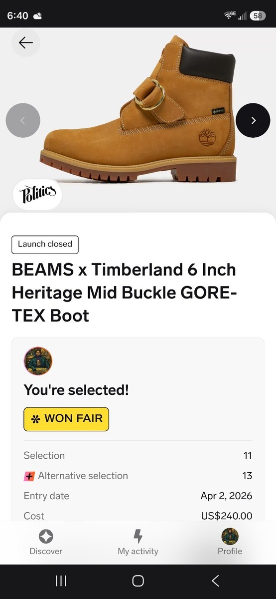 BEAMS X TIMBERLAND 6-INCH PREMIUM GORETEX WHEAT MENS BOOTS SIZE 11