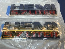 2 OEM Mopar Dodge Jeep Chrysler 5.7L Hemi Chrome HEMI Emblem Nameplate Badge