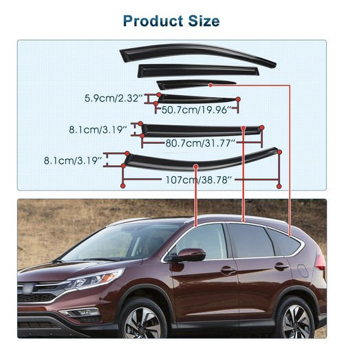 6 piezas para Honda CR-V 2017-2022 cinta en ventana visera ventilación protector de lluvia deflector de viento - Imagen 5 de 17