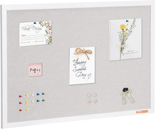36 X 24 Inch White Linen Cork Board Wall Mounted Bulletin Board Home Office