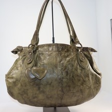 Roberta Gandolfi Hobo Bag Womens Large Olive Green Leather Made in Italy Heart