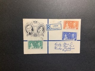 Ascension 1937 FDC 1st day cover to Ruislip England KGVI Coronation