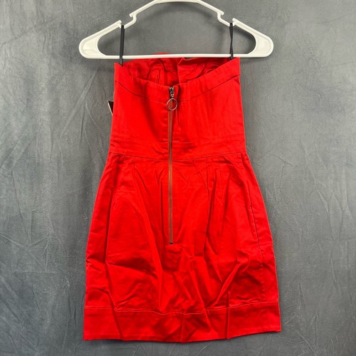 Nuevo con etiquetas Vestido Y2K Sin Tirantes Conexión Francesa Talla 2 Plisado Rojo Diablo Precio de venta sugerido por el fabricante $148 - Imagen 7 de 12