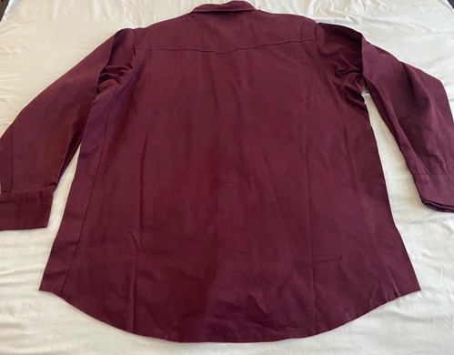 Wrangler Cowboy Cut Work Shirt Mens 2XL Tall Red Firm Finish Long Sleeve Western - Picture 12 of 12