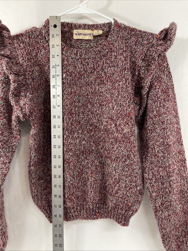 Vintage Pullover weinrot Medium Wild Honey Rüschen - Bild 4 von 6