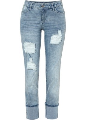 Straight Jeans verkürzt m. breitem Umschlag Normal Gr 36 Hellblau Damenjeans Neu