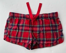 Old Navy Flannel Boxer Pajama Sleep Shorts Red Plaid Tartan Women Large