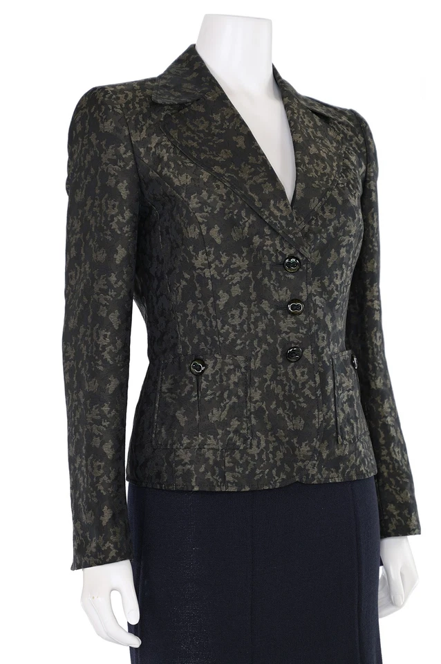 *¡DIGNO DE TRABAJO!* Blazer Chaqueta Escada Jacquard Estampado Talla 36/6 US Bronce Multi Foto 4 de 4
