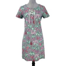 Tommy Hilfiger Dress Womens Small Black White Check Floral Stretch Tie T-shirt