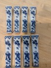 CHOPSTICK RESTS Lot Of 8 Blue & White Porcelain Chopstick Rests. Boy w Butterfly