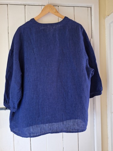 GORGEOUS SEASALT CORN BLOOM BLOUSE TOP LINEN 18 INDIGO BLUE HARDLY WORN - Picture 9 of 9