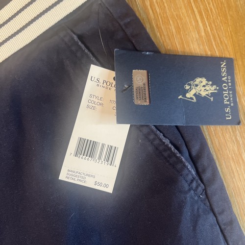 U.S. Polo Assn Hartford Men’s Short Navy Blue w Belt Pocket Size W33 10” Inseam - Picture 2 of 6