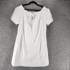 J. Crew Dress Womens 12 White Off Shoulder Sheath Knee Length Black Label *NWT*