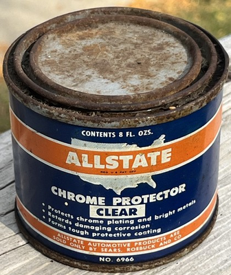 #ad Vtg Allstate Clear Chrome Protector 8 Oz Can Metal Sears Roebuck $24.99