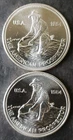 Two 1984 Engelhard 1oz Silver American Prospector Rounds