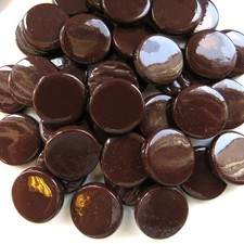 25 tiles Dark Maroon 18 mm Recycled Glossy Round Glass Mosaic Tile Pieces -4 mm