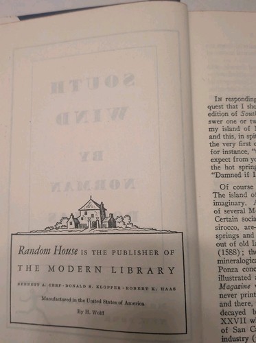 South Wind by Norman Douglas, The Modern Library 5.3, Hardback Dust Jacket - Imagen 5 de 6