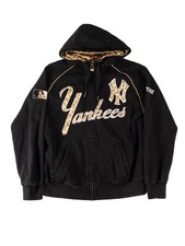 Majestic New York Yankees Hoodie Black Jacket Gold Monogram MLB Full Zip Men M