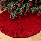 Ruffled Velvet Christmas Tree Skirt Fit, Plush Christmas Tree Skirt, Vintage ...